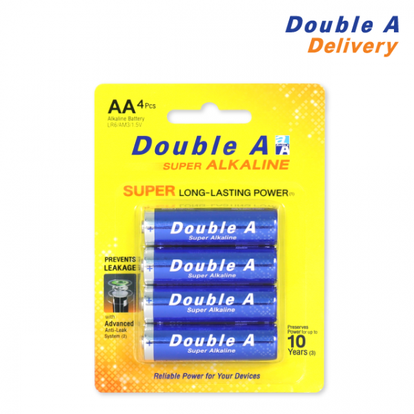 ถ่านอัลคาไลน์ ดั๊บเบิ้ล เอ ขนาด1.5V AA แพ็ค 4 ก้อน